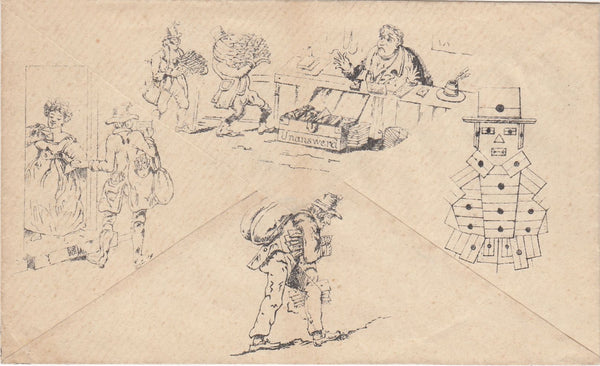 144581 CIRCA 1890 DERAEDEMAEKER REPRINT MENZIES CARICATURE WITH BRITANNIA REPLACED BY A WASHER WOMAN.