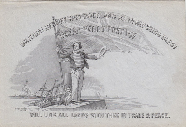 144582 CIRCA 1890 DERAEDEMAEKER REPRINT MYERS 'OCEAN PENNY POSTAGE' ENVELOPE.
