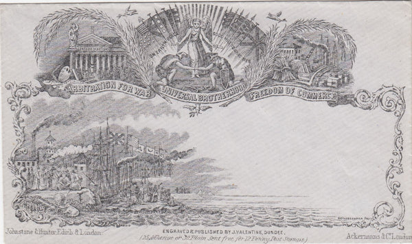 144583 CIRCA 1890 VALENTINE 'UNIVERSAL BROTHERHOOD' DERAEDEMAEKER REPRINT IN BLACK ON GREY WOVE PAPER.