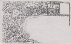 144584 CIRCA 1890 VALENTINE 'TEMPERANCE' ENVELOPE DERAEDEMAEKER REPRINT IN BLACK ON GREY WOVE PAPER WITH REFERENCE TO 'MAINE LAW'.