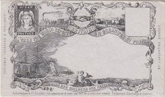 144586 CIRCA 1890 VALENTINE 'OCEAN POSTAGE' DERAEDEMAEKER REPRINT IN BLACK ON GREY WOVE PAPER.