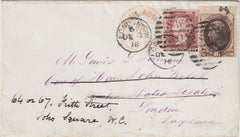 144591 1878 MAIL PHILADELPHIA TO LONDON WITH U.S. 10c, REDIRECTED WITHIN LONDON GB 1d PL.192 (SG43).