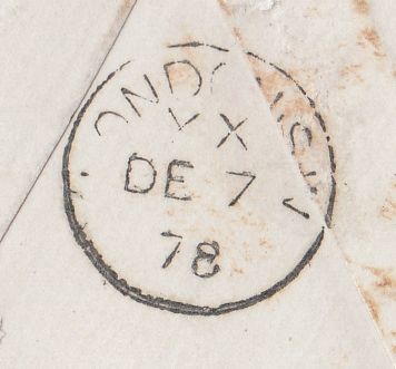 144591 1878 MAIL PHILADELPHIA TO LONDON WITH U.S. 10c, REDIRECTED WITHIN LONDON GB 1d PL.192 (SG43).
