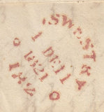 144604 1821 MAIL OSWESTRY, SHROPSHIRE TO SHREWSBURY 'OSWESTRY/PENNY POST' HANDSTAMP (SH453) OSWESTRY CIRCULAR DATED MILEAGE MARK.
