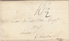144605 1830 MAIL WIGTOWN TO EDINBURGH WITH 'WIGTOWN' HANDSTAMP IN BLACK.