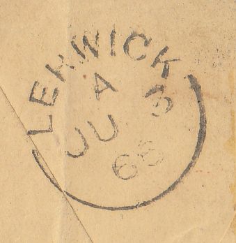 144609 1866 MAIL AIKEN, SOUTH CAROLINA, TO SHETLAND, SCOTLAND U.S.A. WASHINGTON 3c BROWN-ROSE x EIGHT, REDIRECTED TO EDINBURGH G.B. 1d (SG43).