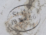 144614 1856 MAIL LONDON TO HAMBURG PAID 4d ROSE-CARMINE MEDIUM GARTER WHITE PAPER (SG64).