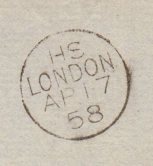 144615 1858 LARGE PART WRAPPER LONDON TO PRUSSIA 4d (SG66) x FOUR.
