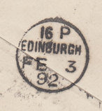 144617 1892 U.S. 2c GREEN POSTAL STATIONERY ENVELOPE UPRATED 1c BENJAMIN FRANKLIN x THREE TO GLASGOW REDIRECTED TO EDINBURGH G.B. 1d LILAC (SG172).