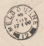 144625 1899 UNDERPAID MAIL LIVERPOOL TO MELBOURNE, VICTORIA, AUSTRALIA G.B. 1d LILAC CONTROL 'W' PAIR WITH BISECT, NOT ACCEPTED FOR POSTAGE, VICTORIA POSTAGE DUE.