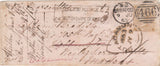 144628 1863 MAIL LIVERPOOL TO MADRAS, INDIA 9d BISTRE (SG86) POSTAGE UNDERPAID 'DEFICIENT POSTAGE/BRITISH SHARE OF FINE' HANDSTAMP.