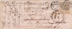 144628 1863 MAIL LIVERPOOL TO MADRAS, INDIA 9d BISTRE (SG86) POSTAGE UNDERPAID 'DEFICIENT POSTAGE/BRITISH SHARE OF FINE' HANDSTAMP.