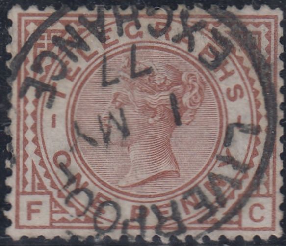 144640 1876 1D TELEGRAPH RED-BROWN PL.1 (T2/L202) FINE USED.
