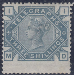 144647 1877 3s TELEGRAPH SLATE-BLUE (T11/L229) GOOD UNUSED.