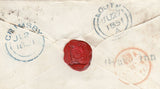 144652 1851 MAIL LONDON TO LOUTH PAID 1d RED (SG8) REDIRECTED TO CLEETHORPES WITH SECOND 1d RED (SG8).