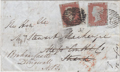 144653 1847 MAIL USED IN LONDON 1d (SG9)(RF) REDIRECTED TO DINGWALL. SCOTTISH HIGHLANDS 1d (SG8)(LI).