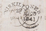 144657 1841 MAIL CLONES, CO. MONAGHAN, IRELAND TO ENNISKILLEN FINE TO VERY FINE 1d RED PLATE 1b (SG7)(FA).