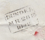 144660 1842 MAIL DUNDEE TO EDINBURGH 1d REDS PL.8 (SG7) x TWO LETTERED KA AND GB.