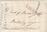 144664 1834 MAIL HADDINGTON, EAST LOTHIAN TO LONDON WITH 'HADDINGTON/PENNY POST' AND '1' HANDSTAMPS IN BLUE.