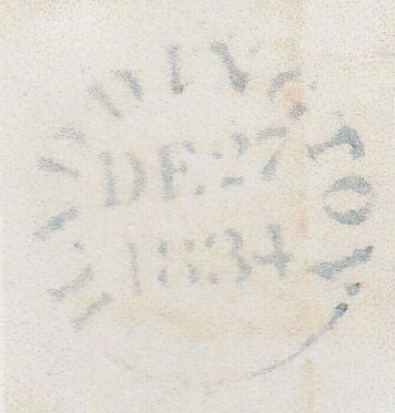 144664 1834 MAIL HADDINGTON, EAST LOTHIAN TO LONDON WITH 'HADDINGTON/PENNY POST' AND '1' HANDSTAMPS IN BLUE.