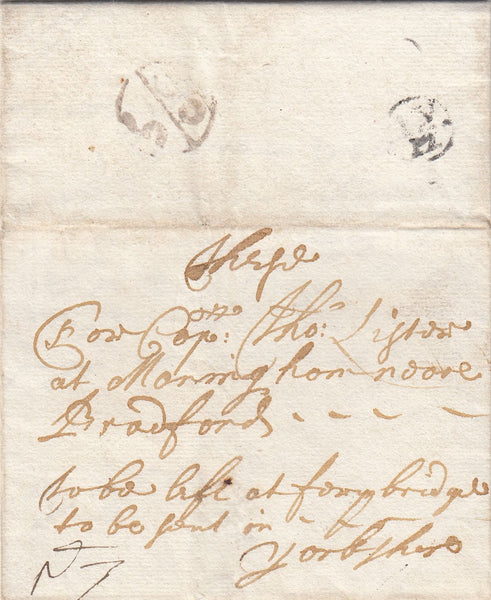 144666 1671 MAIL LONDON TO BRADFORD, YORKS WITH LONDON '5/off' HANDSTAMP (L65d).