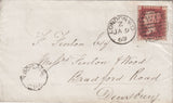 144668 1869 MAIL LONDON TO DEWSBURY 1d PL.102 (SG43) CIRCULAR 'TOO-LATE' HANDSTAMP.