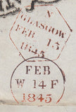 144669 1845 MAIL GLASGOW TO EDINBURGH 1d (SG8) 'MAE WEST' 'TOO LATE' HANDSTAMP.