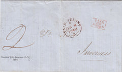 144673 1848 HEALTH QUESTIONNAIRE EDINBURGH TO INVERNESS 'PAID/6d/EXTRA' HANDSTAMP IN RED.