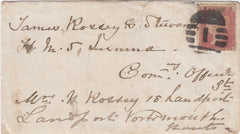 144674 1876 SEAMAN'S 1d CONCESSIONARY RATE USAGE 'HMS JUMNA' INDIAN SUB- CONTINENT TO PORTSMOUTH 1D PL.140 (SG43).