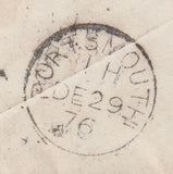 144674 1876 SEAMAN'S 1d CONCESSIONARY RATE USAGE 'HMS JUMNA' INDIAN SUB- CONTINENT TO PORTSMOUTH 1D PL.140 (SG43).