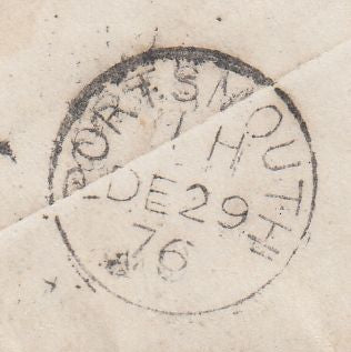 144674 1876 SEAMAN'S 1d CONCESSIONARY RATE USAGE 'HMS JUMNA' INDIAN SUB- CONTINENT TO PORTSMOUTH 1D PL.140 (SG43).