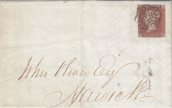 144676 1844 MAIL EDINBURGH TO HAWICK 1d (SG8) VERY FINE EDINBURGH MALTESE CROSS.