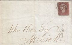 144676 1844 MAIL EDINBURGH TO HAWICK 1d (SG8) VERY FINE EDINBURGH MALTESE CROSS.