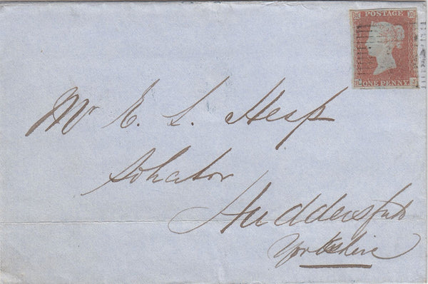 144682 1851 LARGE PART WRAPPER PAISLEY TO HUDDERSFIELD 1d PL.111 (SG8) FINE USED.