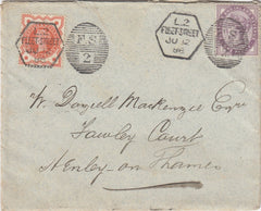 144686 1888 LATE FEE MAIL FLEET STREET TO HENLEY ON THAMES, FLEET STREET 'L.2' DUPLEX.