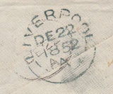 144698 1852 UNDELIVERED MAIL BATH, SOMERSET TO NEW YORK WITH 'ADVERTISED' AND 'SENT BACK TO ENGLAND/WITHOUT A REASON/FOR NON-DELIVERY' HANDSTAMPS.