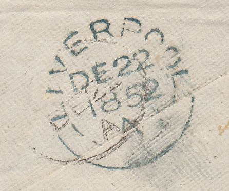 144698 1852 UNDELIVERED MAIL BATH, SOMERSET TO NEW YORK WITH 'ADVERTISED' AND 'SENT BACK TO ENGLAND/WITHOUT A REASON/FOR NON-DELIVERY' HANDSTAMPS.