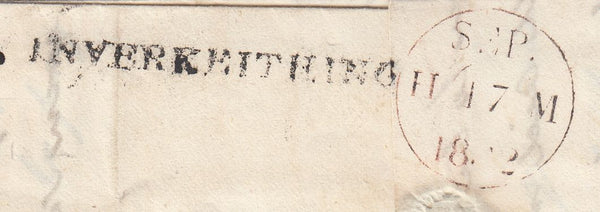 144700 1832 MAIL INVERKEITHING, FIFE TO HAMILTON 'Addt/½' HANDSTAMP.