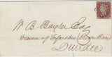 144709 1844 MAIL ARBROATH TO DUNDEE 1d (SG8) 'MAE WEST' 'TOO LATE' HANDSTAMP.