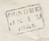 144709 1844 MAIL ARBROATH TO DUNDEE 1d (SG8) 'MAE WEST' 'TOO LATE' HANDSTAMP.