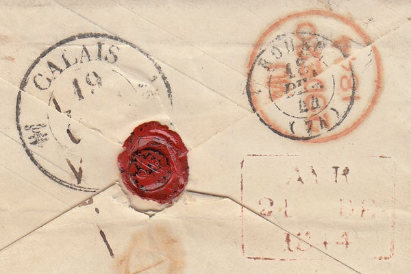 144717 1844 PENNY PINK ENVELOPE USED HONFLEUR, FRANCE TO AYR, SCOTLAND.