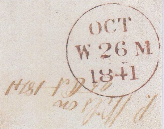 144720 1841 LARGE PART WRAPPER ARBROATH TO EDINBURGH 1d RED PLATE ELEVEN (SG7) (RI) ARBROATH MALTESE CROSS.