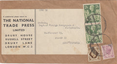 144724 CIRCA 1946 PARCEL LABEL LONDON TO PRAGUE, CZECHOSLOVAKIA KGVI 6d, 1s AND 2/6 YELLOW-GREEN (SG476b) x TWO.