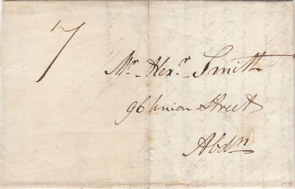 144727 1835 MAIL STRICHEN, ABERDEENSHIRE TO ABERDEEN WITH 'STRICHEN' HANDSTAMP.