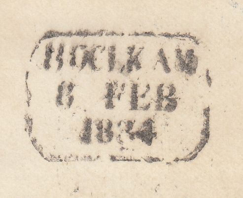 144728 1834 MAIL LEITH TO EDINBURGH, UNPAID WITH LEITH HANDSTAMP '2' CHARGEMARK IN BLUE.