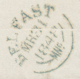144732 1848 MAIL DROGHEDA TO EDINBURGH WITH VERY FINE 'PAID AT DROGHEDA/1d' HANDSTAMP IN RED.