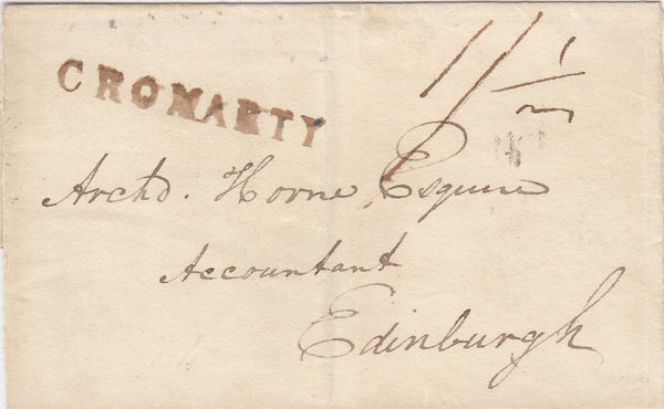 144746 1831 MAIL CROMARTY, HIGHLANDS TO EDINBURGH 'CROMARTY' HANDSTAMP.