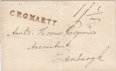 144746 1831 MAIL CROMARTY, HIGHLANDS TO EDINBURGH 'CROMARTY' HANDSTAMP.