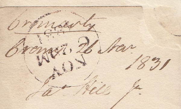 144746 1831 MAIL CROMARTY, HIGHLANDS TO EDINBURGH 'CROMARTY' HANDSTAMP.
