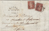 144749 1844 MAIL USED IN LONDON 1d (SG8) LONDON INLAND OFFICE CANCELLATION, REDIRECTED TO SUFFOLK SECOND 1d (SG8) WITH LONDON DISTRICT OFFICE CANCELLATION.